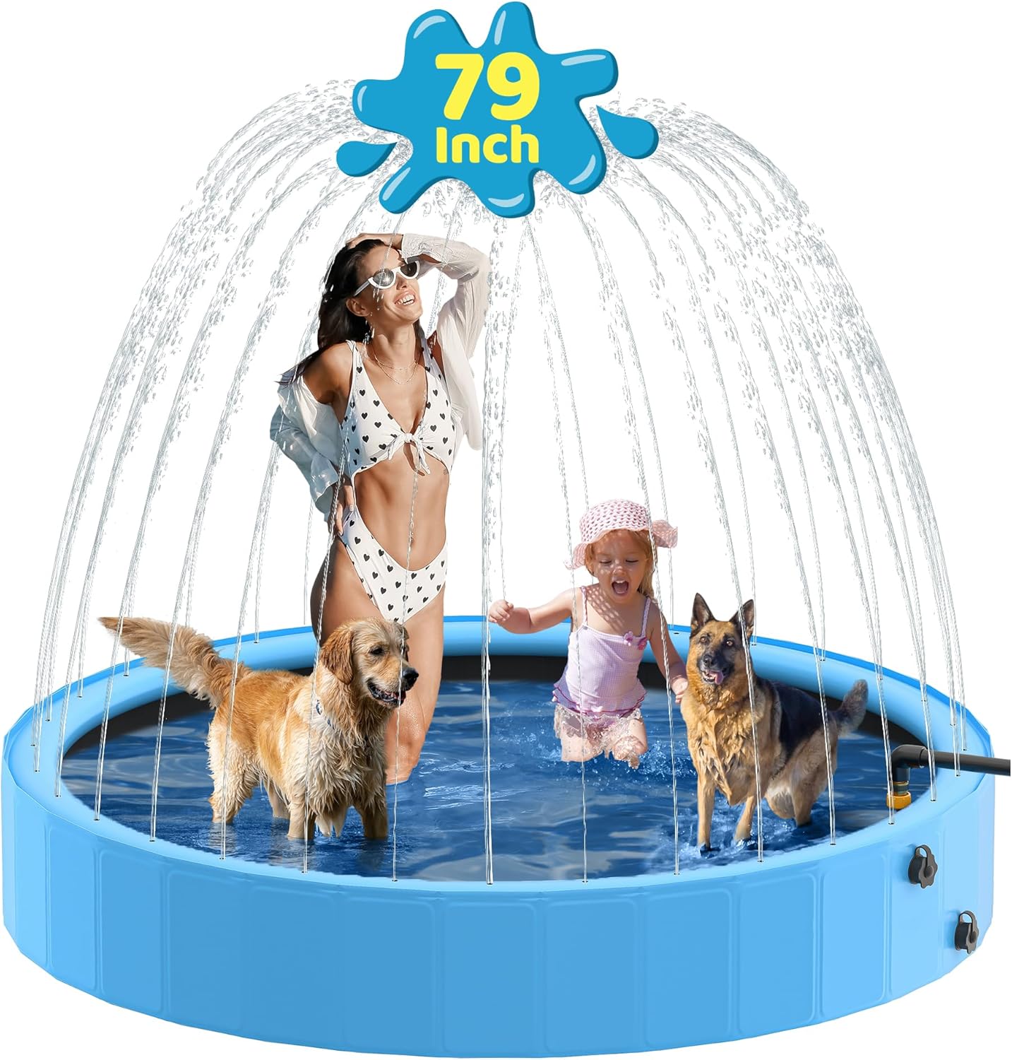Raxurt - Piscine Chien Série Sprinkler - 200cm PVC antidérapant jet d’eau