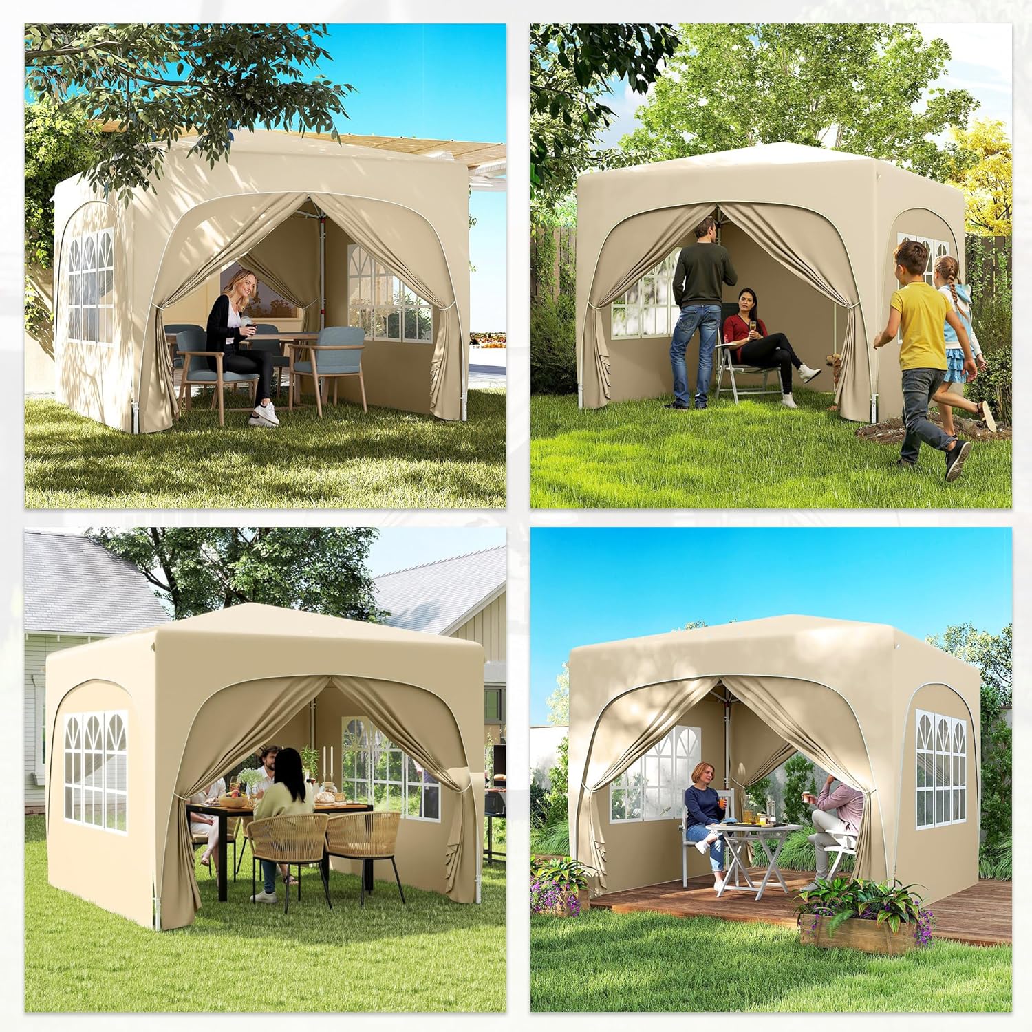 Outsunny - Tonnelle pliante 3x3 m - UPF50+, hauteur réglable, sac inclus