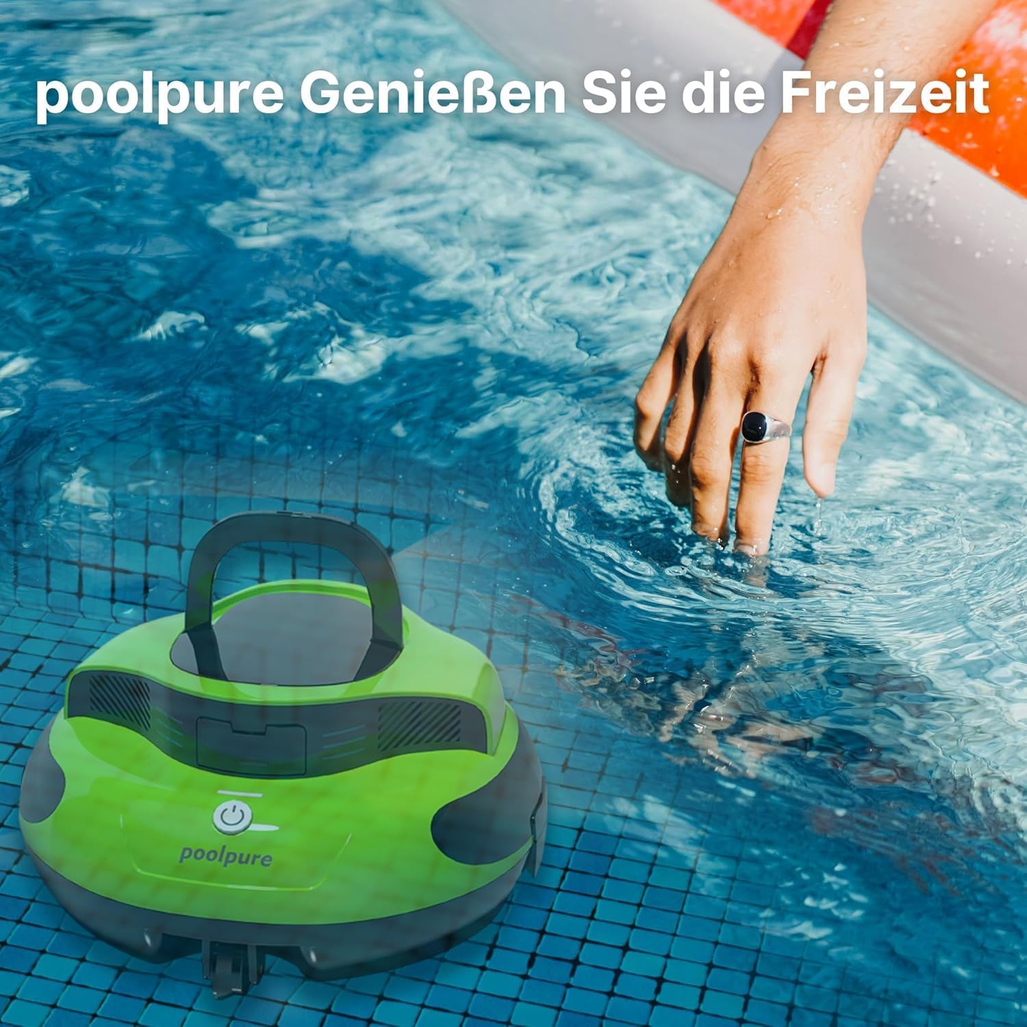 POOLPURE - aspirateur piscine sans fil - 5000mAh, double moteur, LED, 90m², IPX8