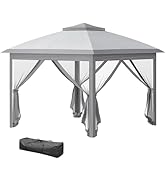 Outsunny Tonnelle Pliante tonnelle de Jardin extérieure 3,3x3,3m Pop-up Double Toit 4 moustiquair...