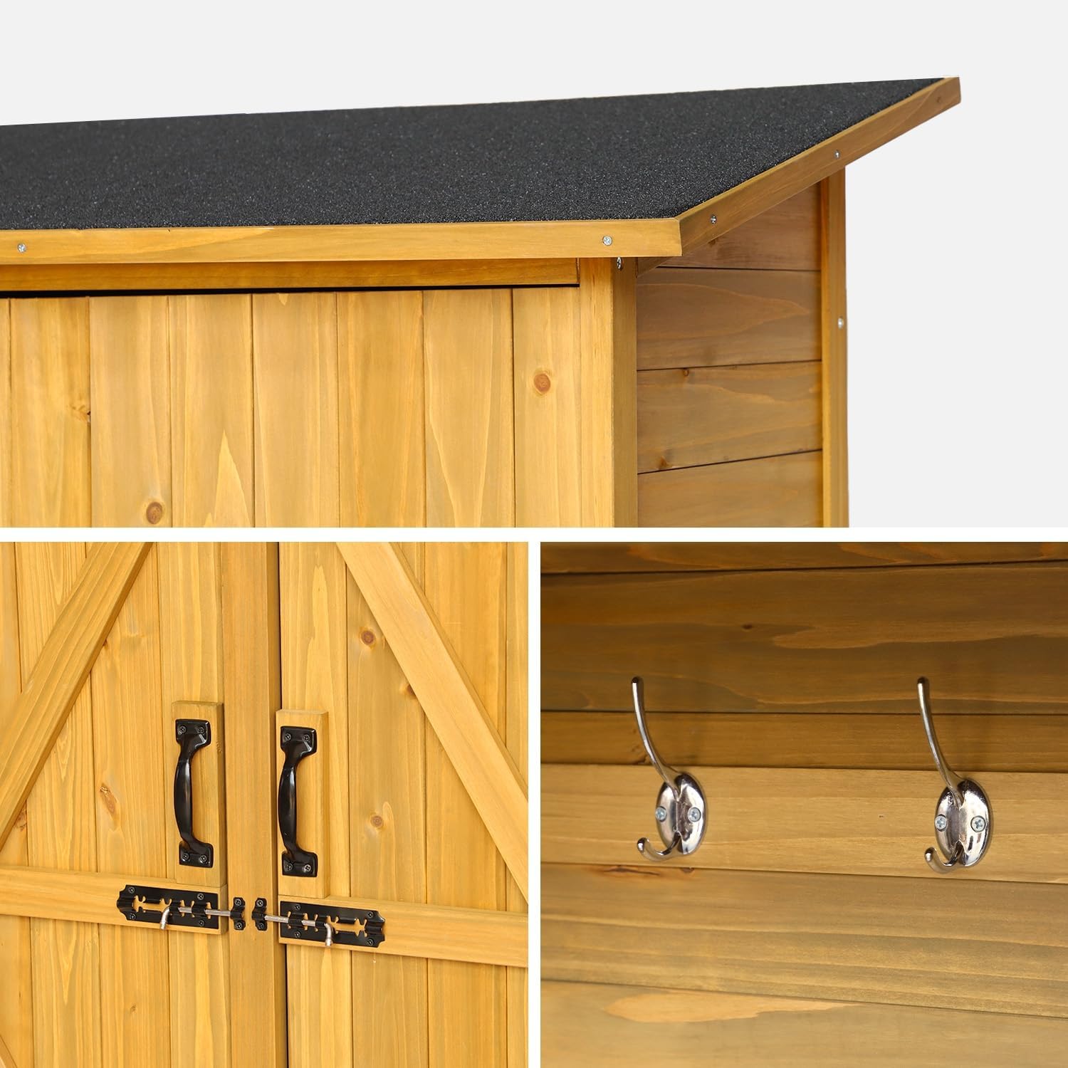 sweeek - Abri de jardin bois, 4 espaces, 140x50x162cm