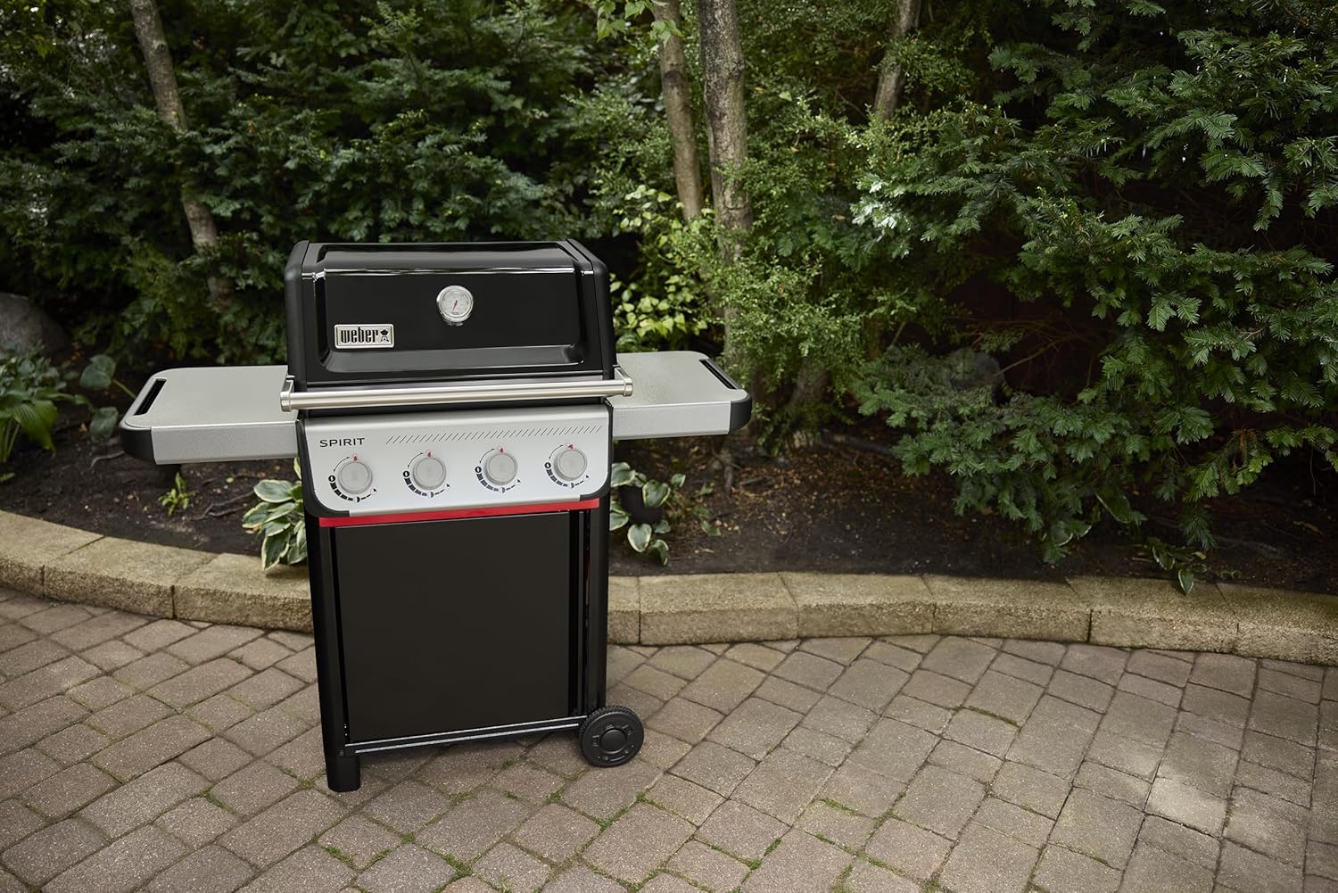 Weber - Spirit E-410 série - 51x46 cm - 4 brûleurs, grille chaleur uniforme, rails Works, Noir/Argent E-410