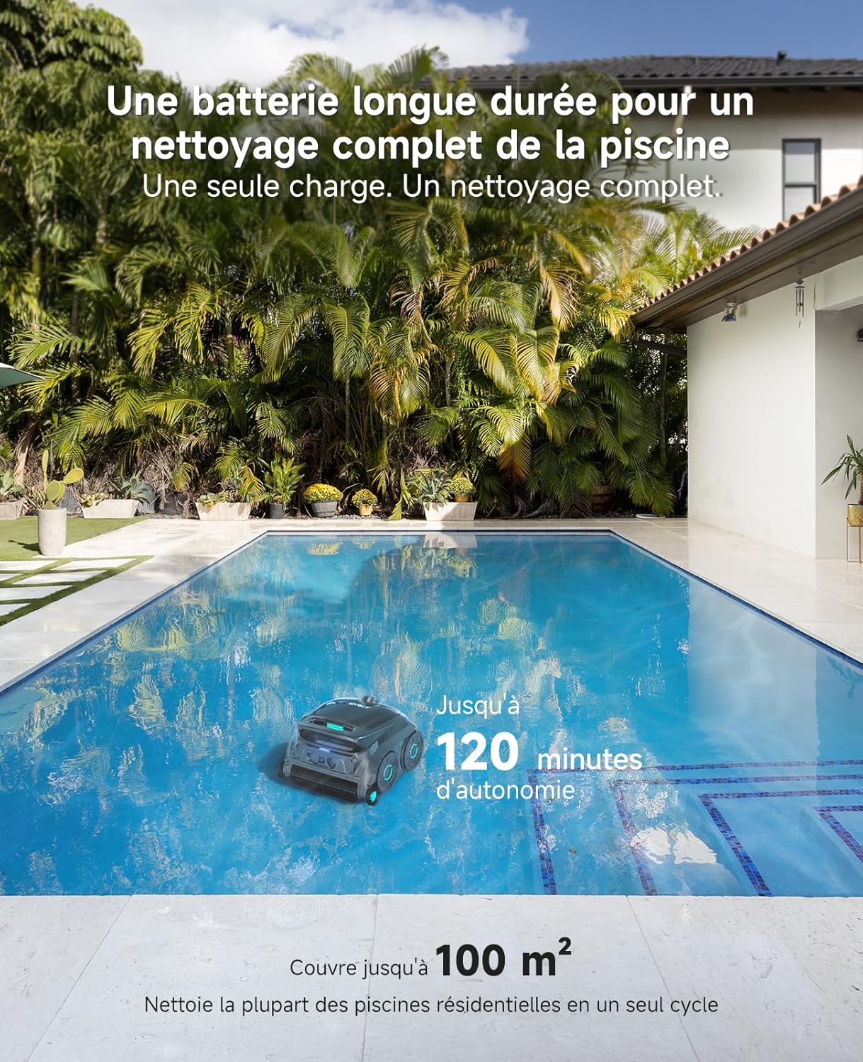 WYBOT - Robot piscine OS600 - nettoyage parois, 120 min, sans fil, OS600