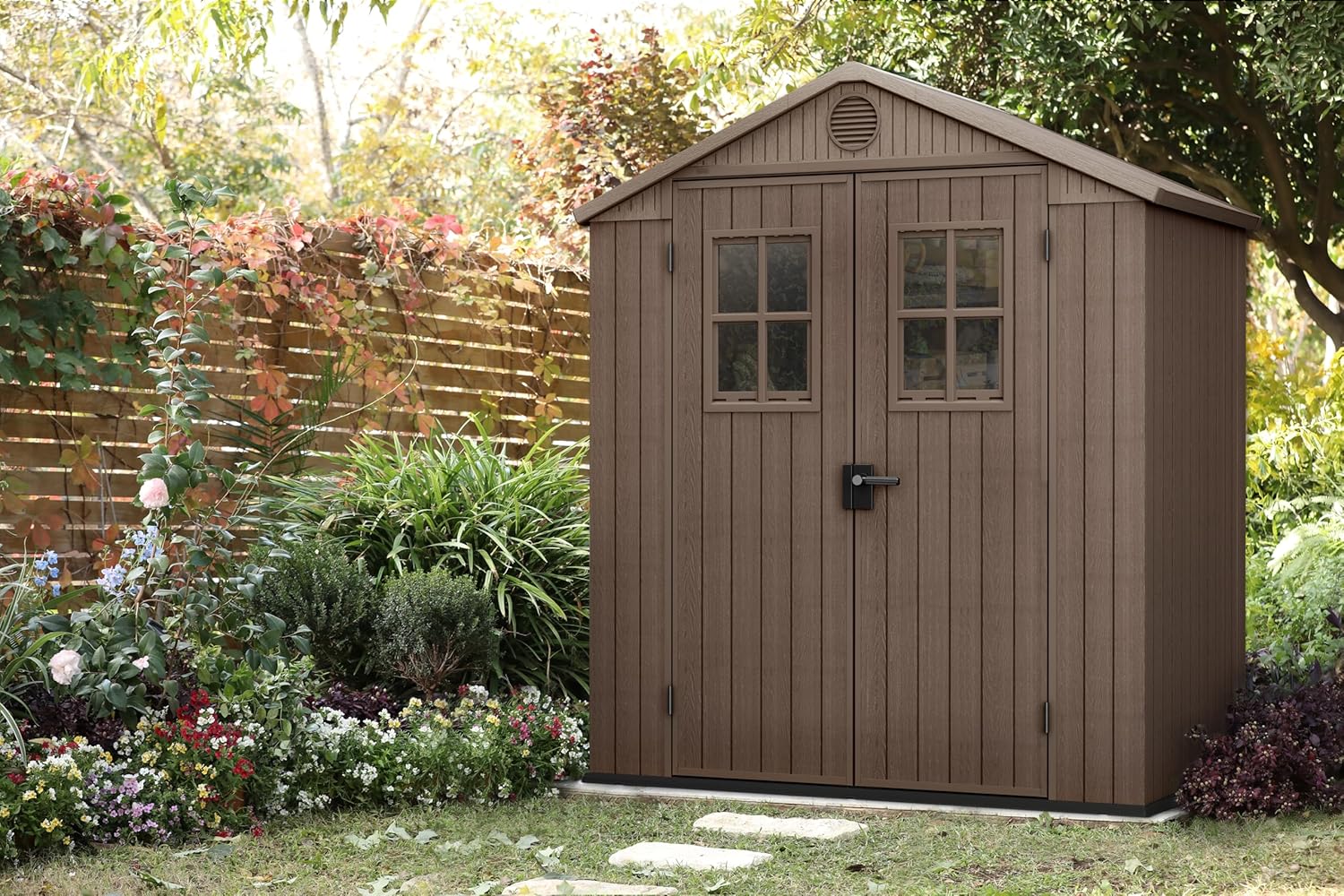 Keter Darwin 6 x 4 Maison de Jardin Effet Bois, Marron, 190 x 122 x 221 H cm