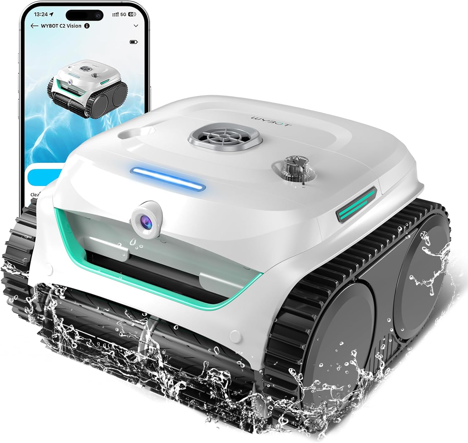 WYBOT - C2 Vision AI - jusqu’à 180㎡ - robot piscine sans fil, sol & mur, filtration double, batterie puissante