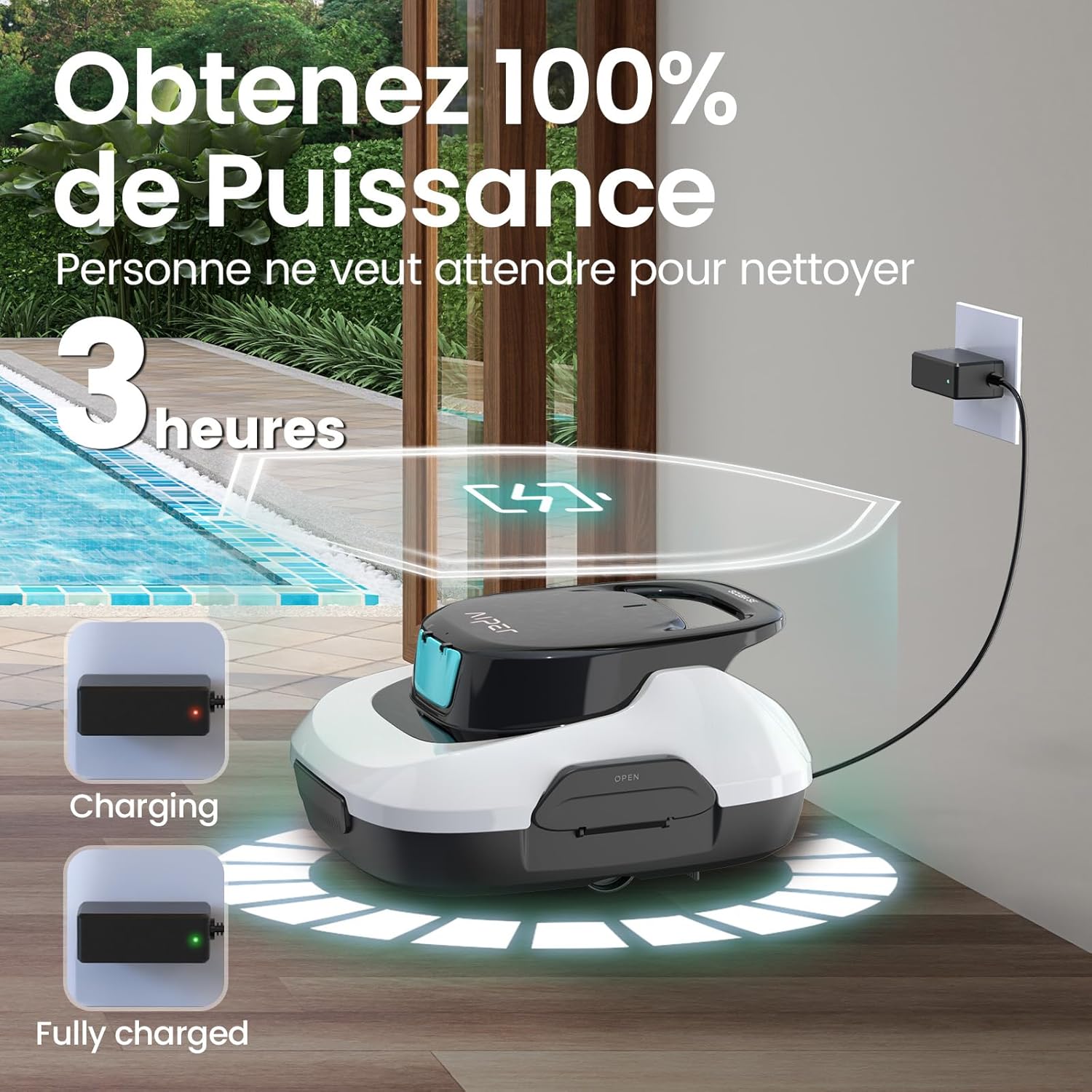 AIPER Scuba SE Robot Piscine, Aspirateur Piscine sans Fil, 90 Minutes de Nettoyage, Fonction de Stationnement Automatique, Nettoyeur de Piscine Compact et Léger, Idéal pour Les Piscines Hors Sol 80㎡