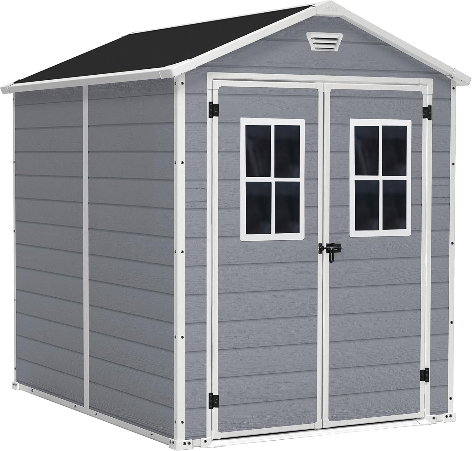 Keter - abri de jardin Premium - 186x237x227 cm, résine gris, double porte, fenêtres - 12-929579
