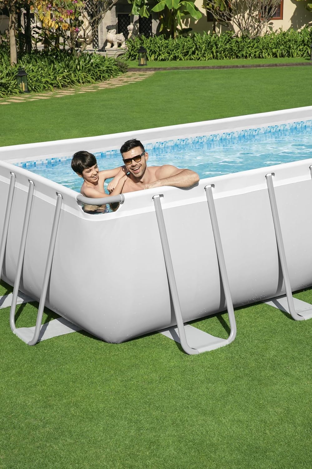 BESTWAY Piscine hors sol rectangle Power Steel gris clair 732 x 366 x 132 cm