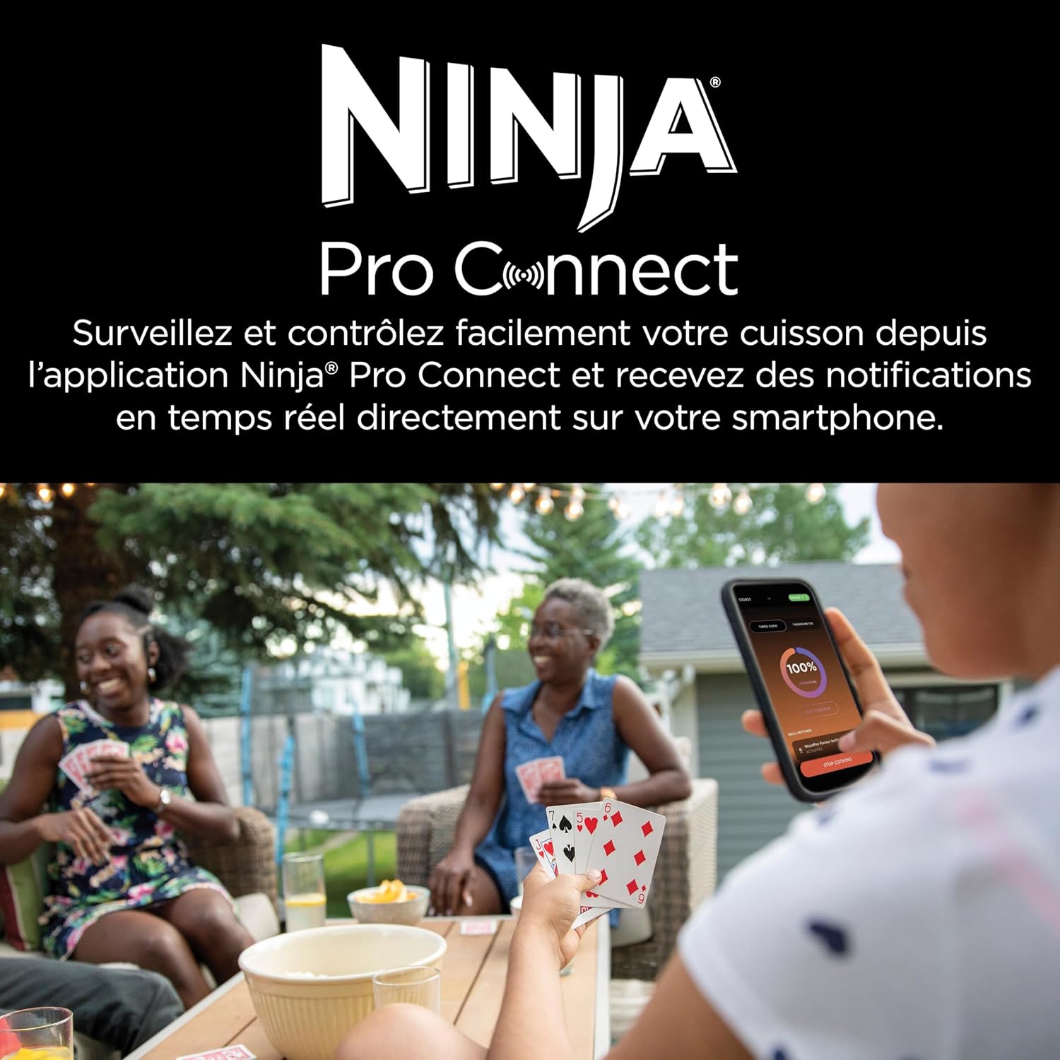 Ninja - Woodfire Pro Connect XL - Barbecue électrique 7-en-1, contrôle via appli, 2 sondes, housse, accessoires - OG901E