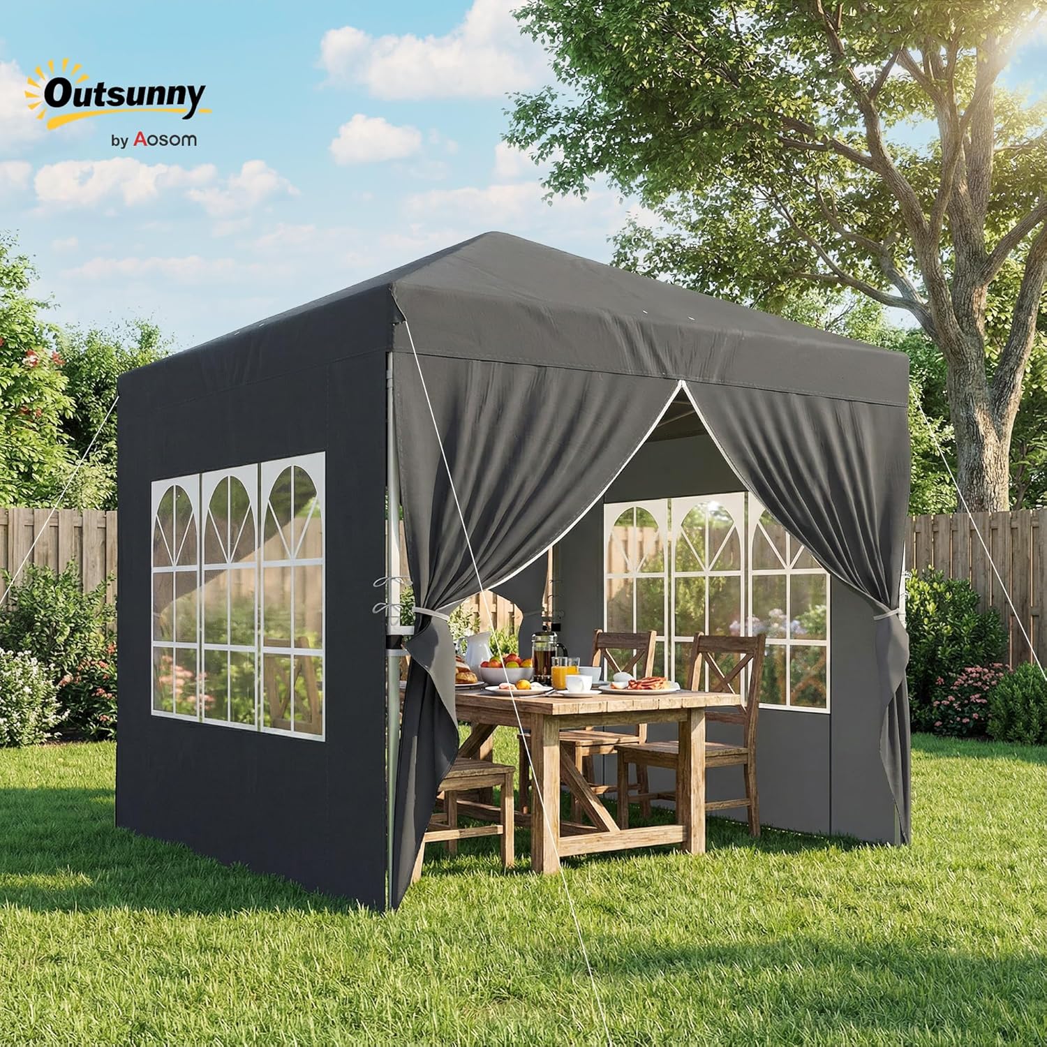 Outsunny - tonnelle pop-up Series - 2,5x2,5m - protection UV50+, 4 parois, sac transport, hauteur réglable