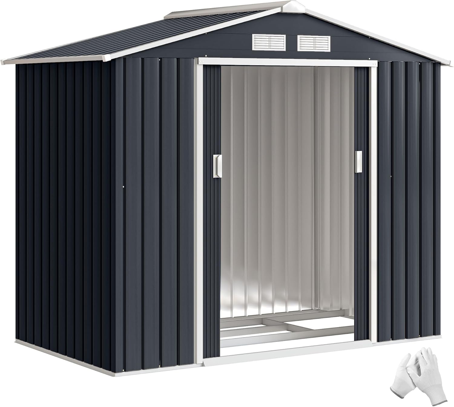 Outsunny - abri de jardin métal 2,77 m², 213x130x185 cm, porte verrouillable, 4 aérations