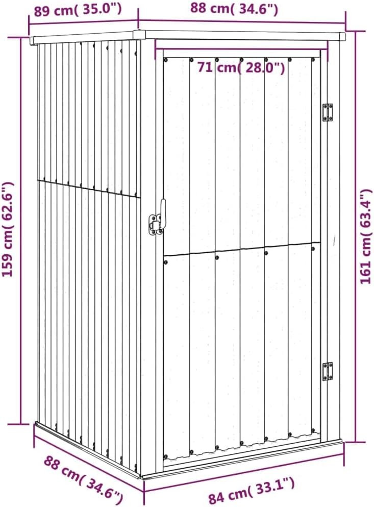 vidaXL Abri à Outils de Jardin Remise de Stockage Organisateur d'Outils Cabane de Rangement Extérieur Marron 88x89x161 cm Acier Galvanisé