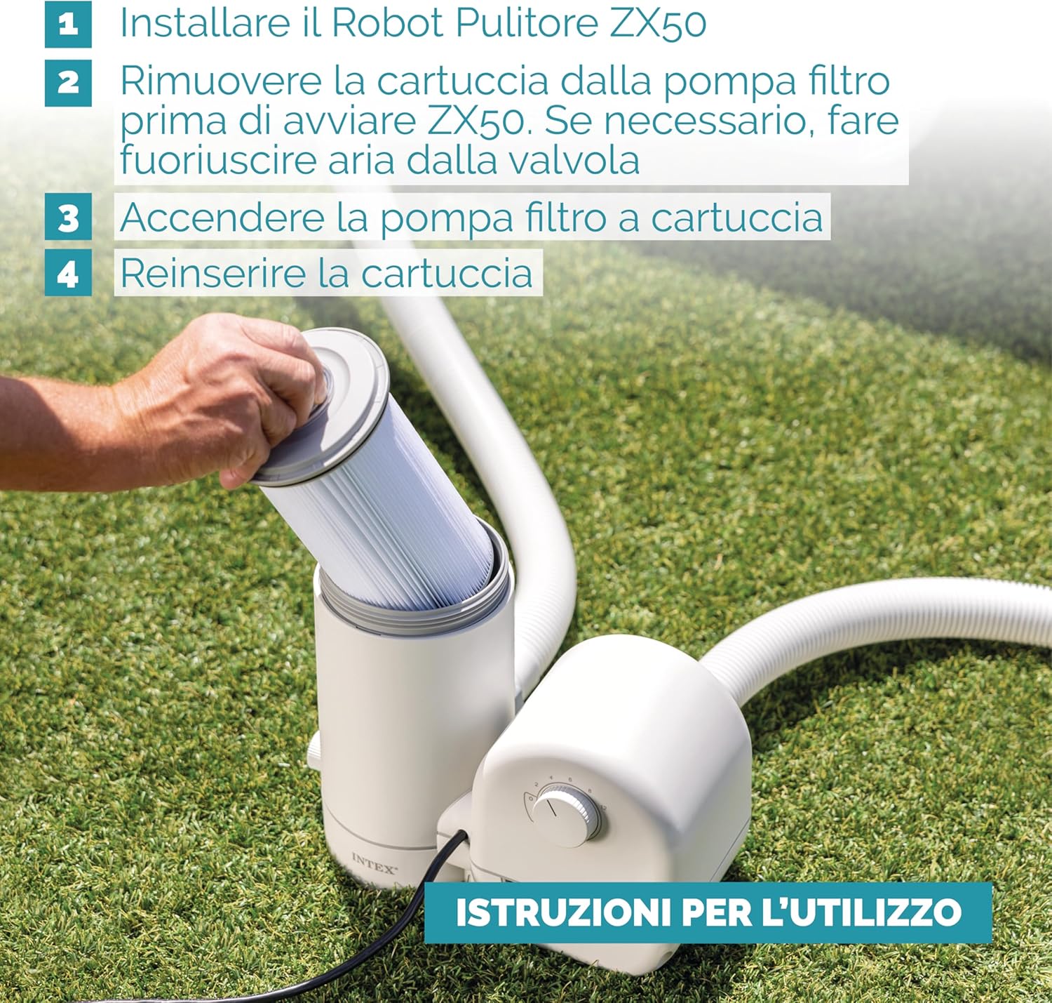 Intex - Aspirateur Robot Fond ZX50 - Blanc/Bleu - Dimensions compactes, aspiration efficace ZX50