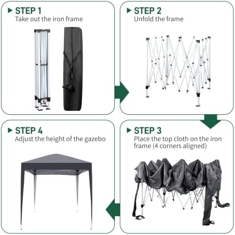 Bonnlo - Tonnelle pliante série jardin - 2x2m - Imperméable, 4 parois, UV 50+, sac inclus