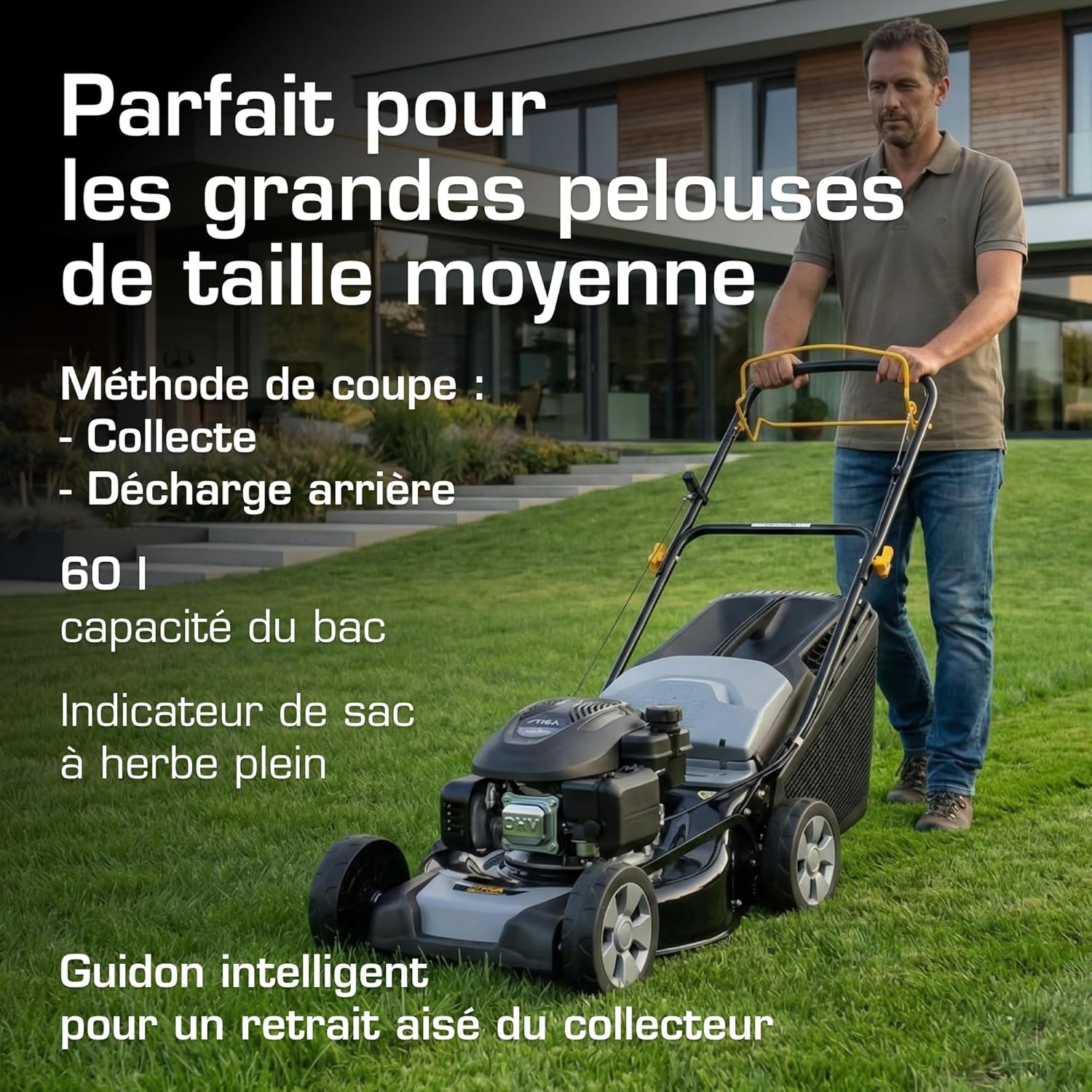 Alpina AL4 46 SA Tondeuse Thermique, 125 cm³, 46 cm – Bac 60 l, Autotractée – Pelouses jusqu'à 1 200 m²