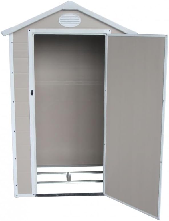 Jôbu - Abri de jardin en résine - 1,34m² - porte verrouillable, fenêtre, ventilation, acier galvanisé