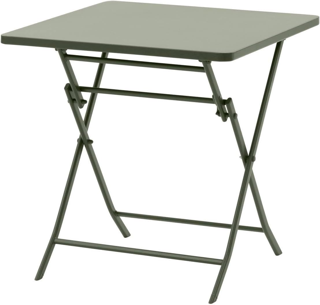 Hespéride - Greensboro carrée 2 places - acier vert antirouille - table pliante jardin