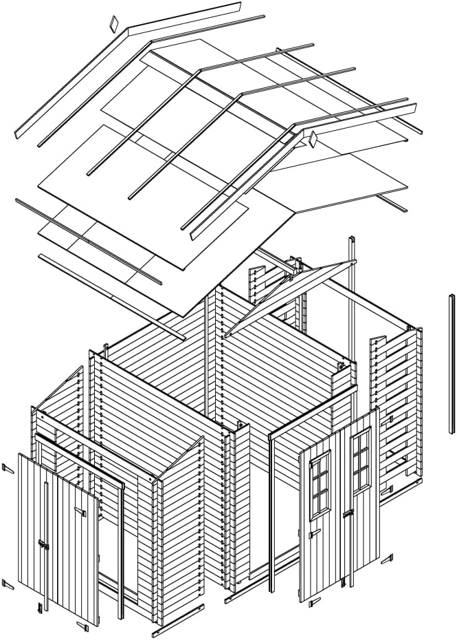 Timbela - abri jardin bois - 206x328x218cm, range bûches, outils, vélos - M389C