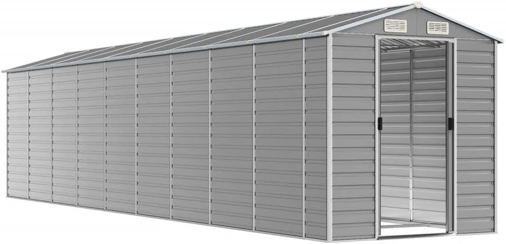 vidaXL Abri de Jardin Gris Clair 191 x 810 x 198 cm en Acier galvanisé