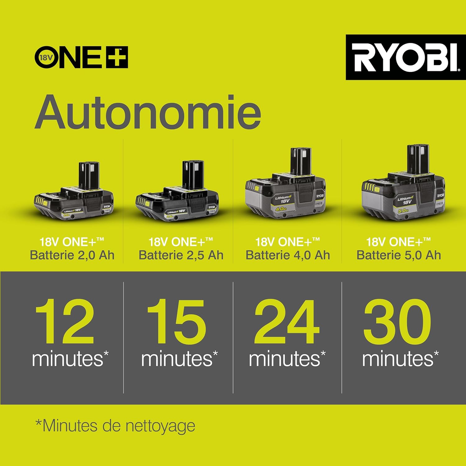 Ryobi - pistolet haute pression 18V One+, 22 bar, léger, 2.5Ah, RY18PW22A-125