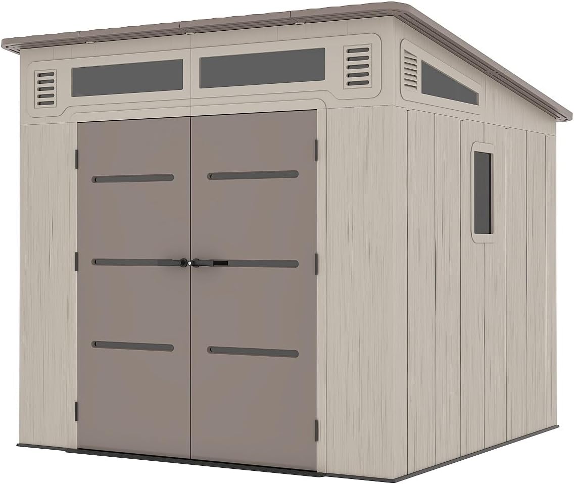 Vente-unique - Abri de jardin résine beige/marron 6,5m² plancher 22mm ANTEVA