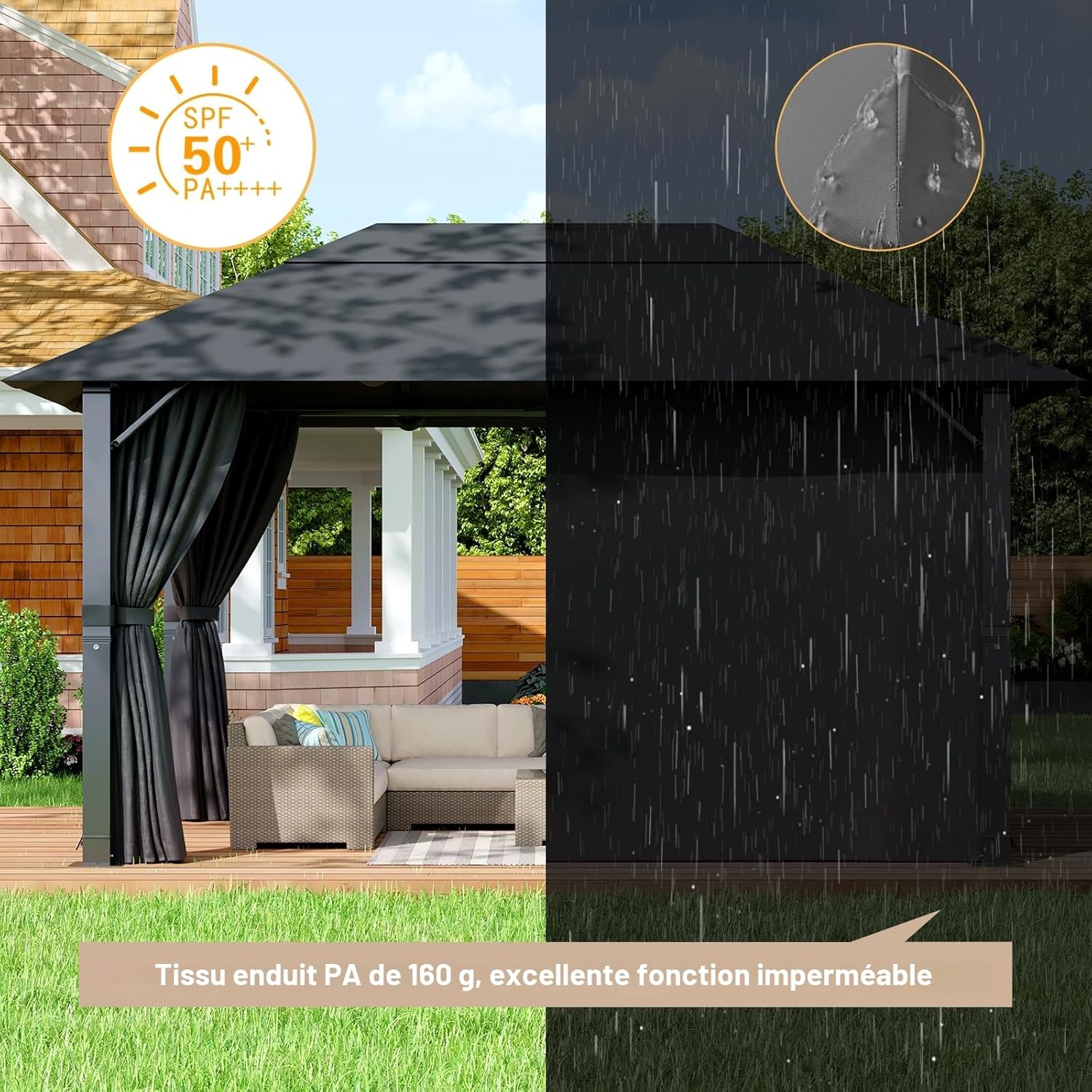 Devoko - tonnelle aluminium jardin série extérieure - 3x4m - imperméable, anti-UV, résistante hiver