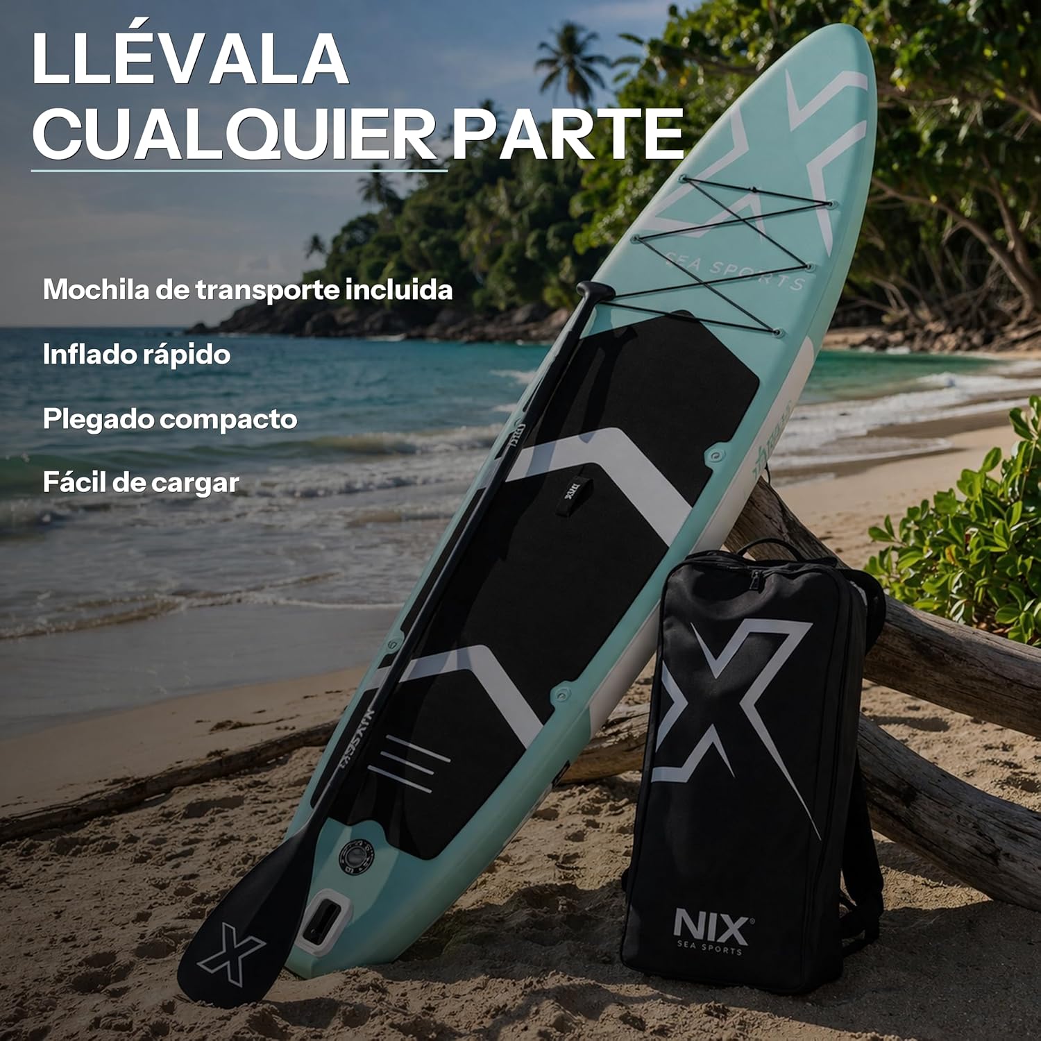 Nixsea - SUP Allround 335 cm - antidérapant, quille amovible, adulte 159 kg
