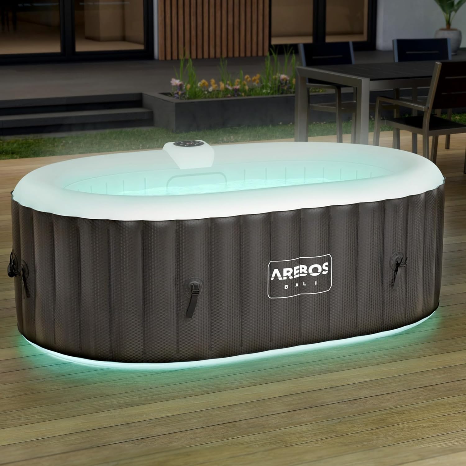 Arebos - Spa LED gonflable 190x120cm, 2 places, 90 jets, 550L