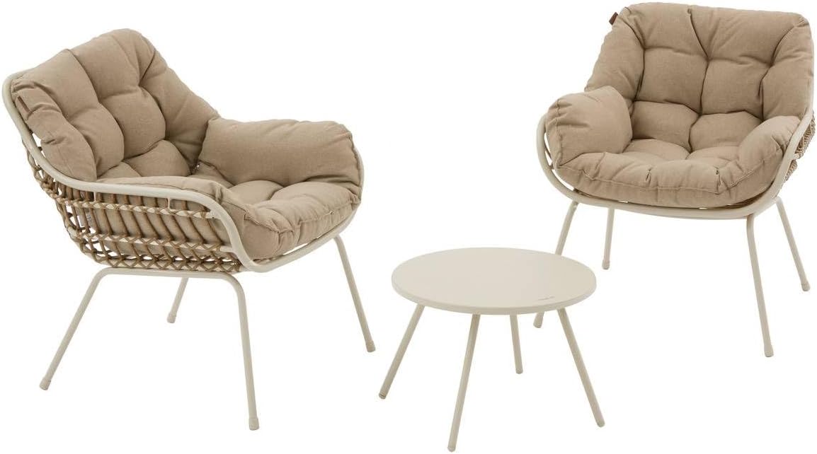 Hespéride - Paopao Duo - Compact, résine tressée, coussins - Argile, acier anti-corrosion