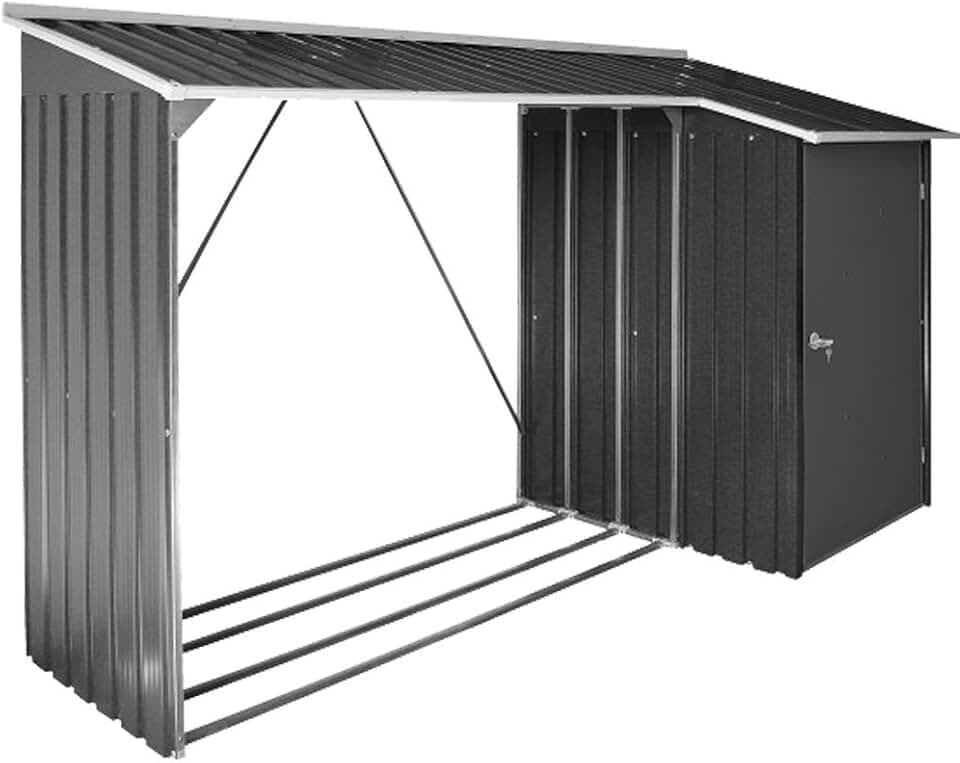 Duramax - WoodStore Combo - 8x3 ft - abri bûches métal, porte cadenassable, sol surélevé
