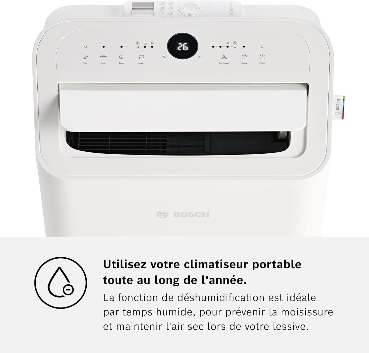 Bosch - Cool 2000 - climatiseur 2,6kW, 3-en-1, pièces 35m², 46 dB