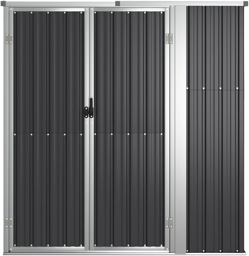 vidaXL Abri à Outils de Jardin Remise de Stockage Organisateur d'Outils Cabane de Rangement Extérieur Anthracite 161x89x161cm Acier Galvanisé