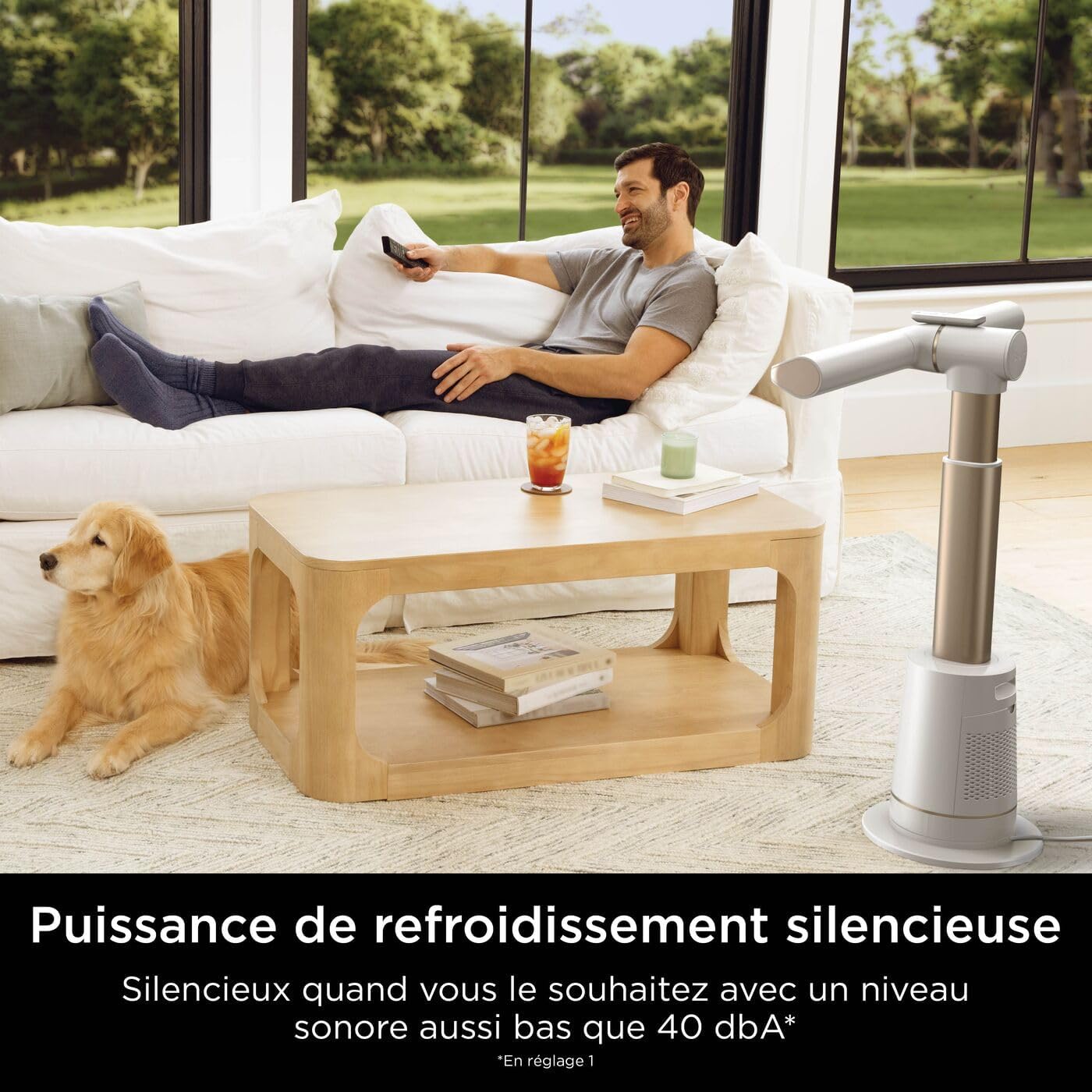 Shark TurboBlade Ventilateur colonne sans pale, Rafraîchissement multidirectionnel à haute vitesse jusqu’à 20 mètres, Discret, 10 vitesses, 180°, Facile à nettoyer, Blanc TF200SEUWH