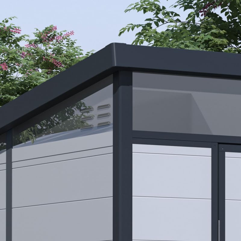 Jôbu – Abri de jardin résine 4,10m² toit plat, double porte, aluminium