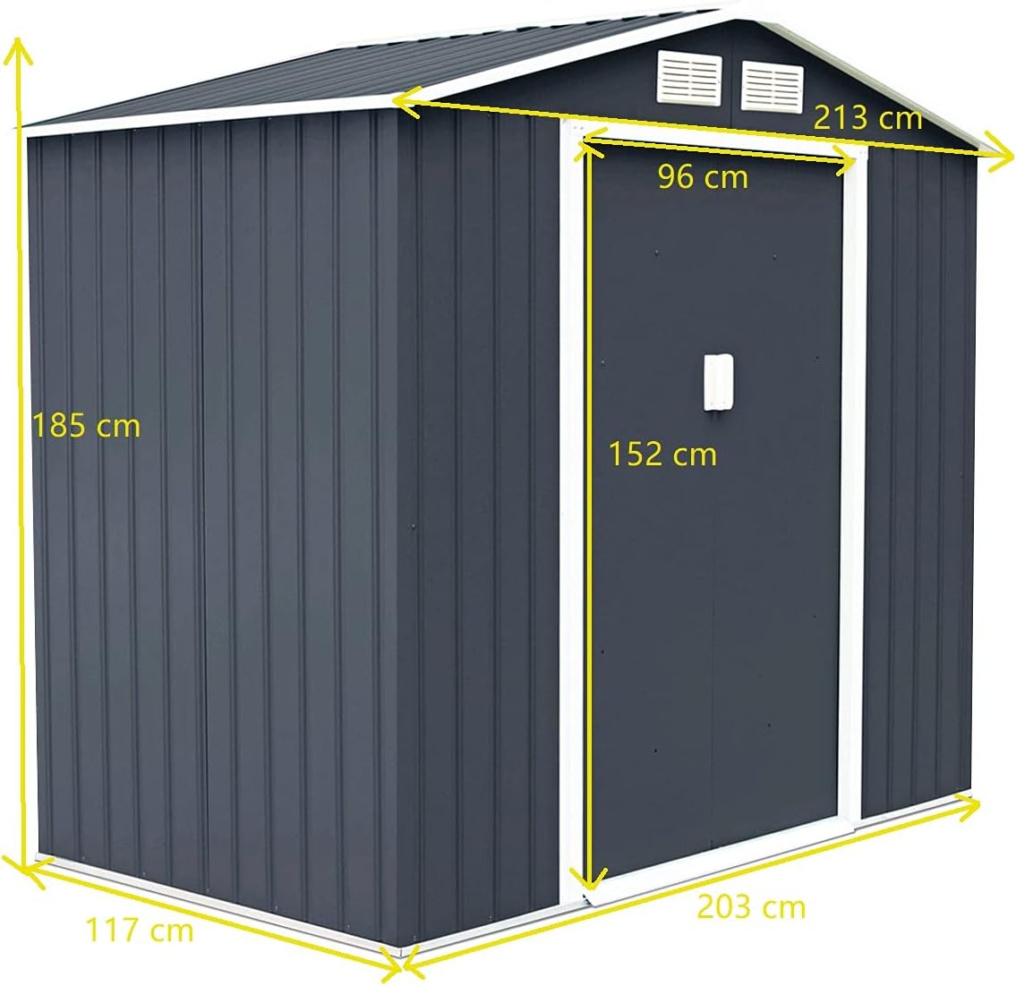 GIANTEX - Abri de jardin métal 213x127x185cm porte coulissante robust