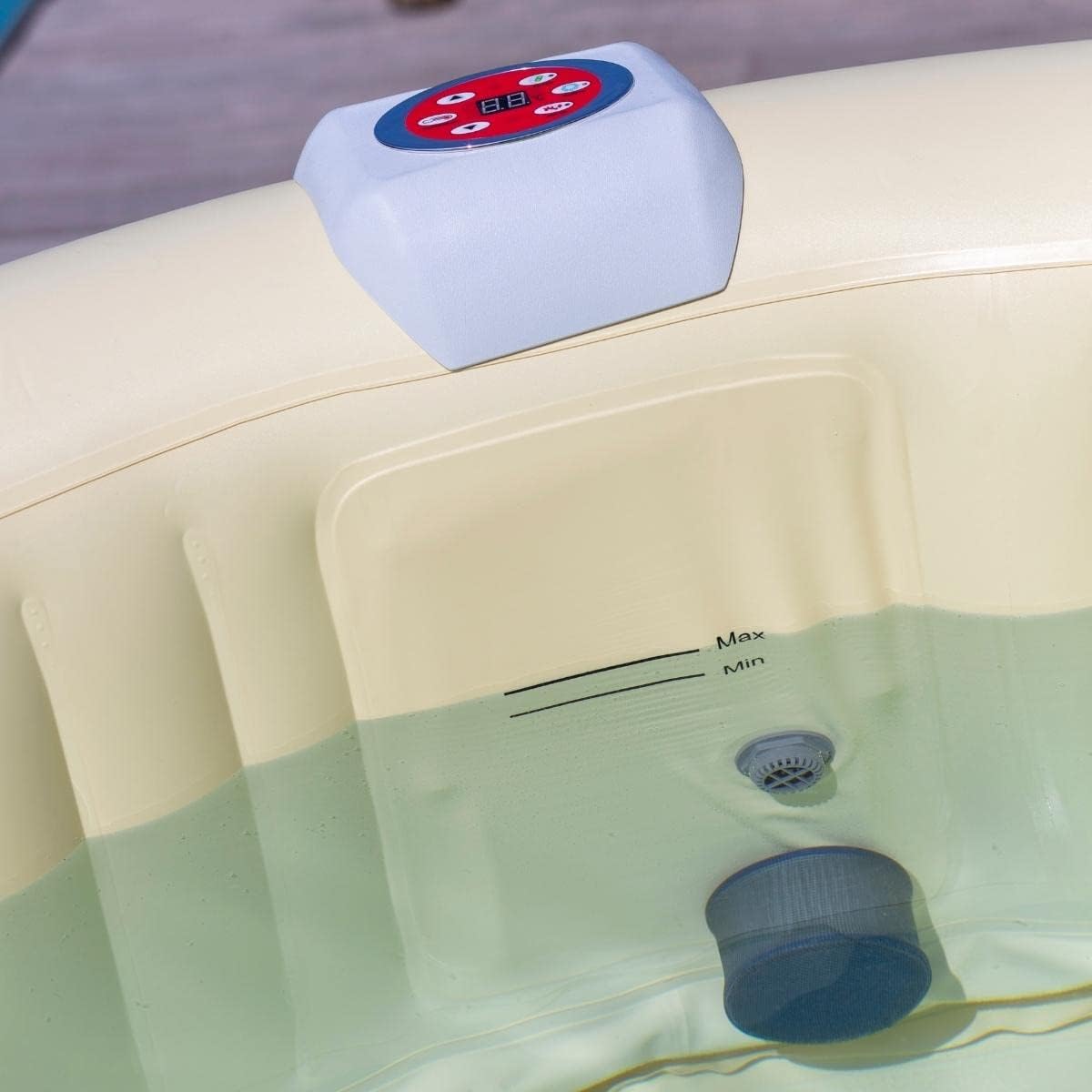 EASE.ZONE Spa hydromassage Gonflable Chauffant 4-6 Personnes 185 x 65 cm Pompe Super silencieuse intégrée, Marron