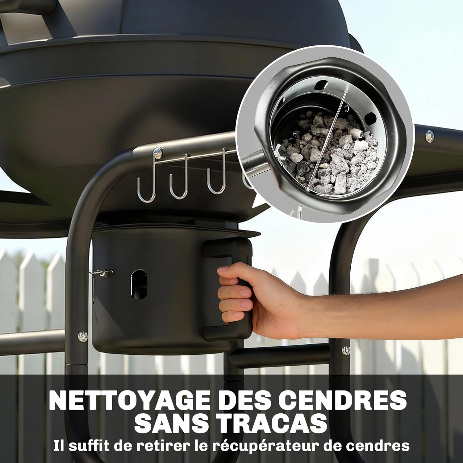 Outsunny - barbecue rond extérieur - 66x55x98cm - couvercle, roues, thermomètre