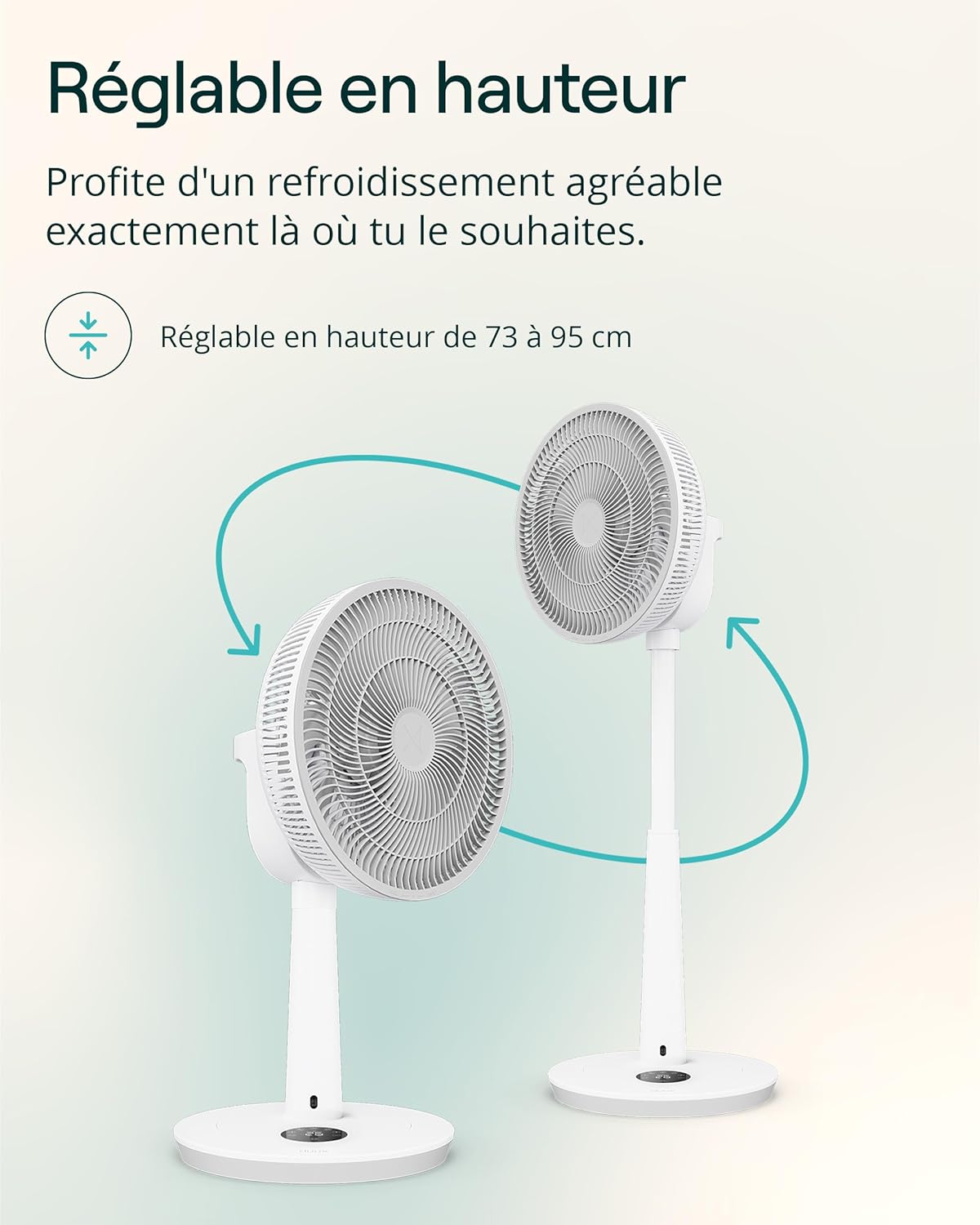 Duux Whisper 3 Ventilateur sur Pied – Ventilateur Économe en Énergie avec 26 Vitesses, Minuterie et Mode Nuit – Hauteur Réglable (73–95 cm) – Oscillation Horizontale et Verticale – Blanc