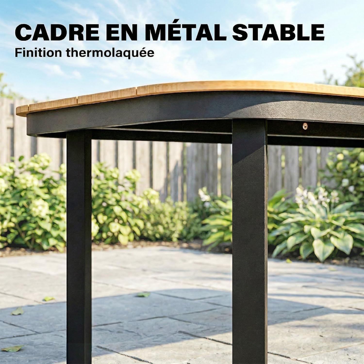 Outsunny - Table de jardin WPC lattes 155x88x72cm - 4-6 pers. métal