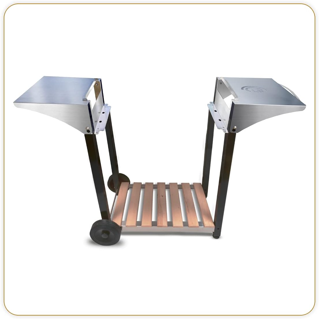 Little Balance - Chariot plancha Aquitaine Pro - inox/bois, roulettes, dessertes latérales - 8477