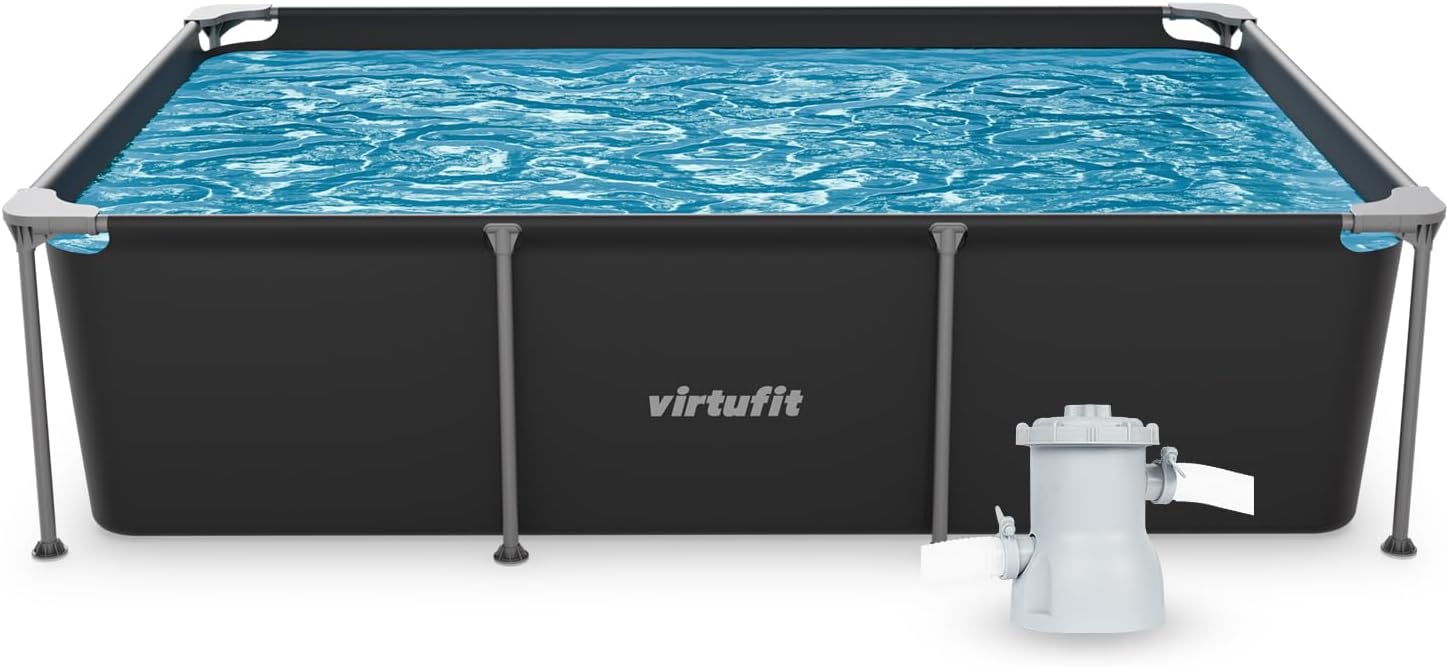 VirtuFit Piscine (Noir, 260 x 180 x 66 cm - Komplettpaket, Ronde)