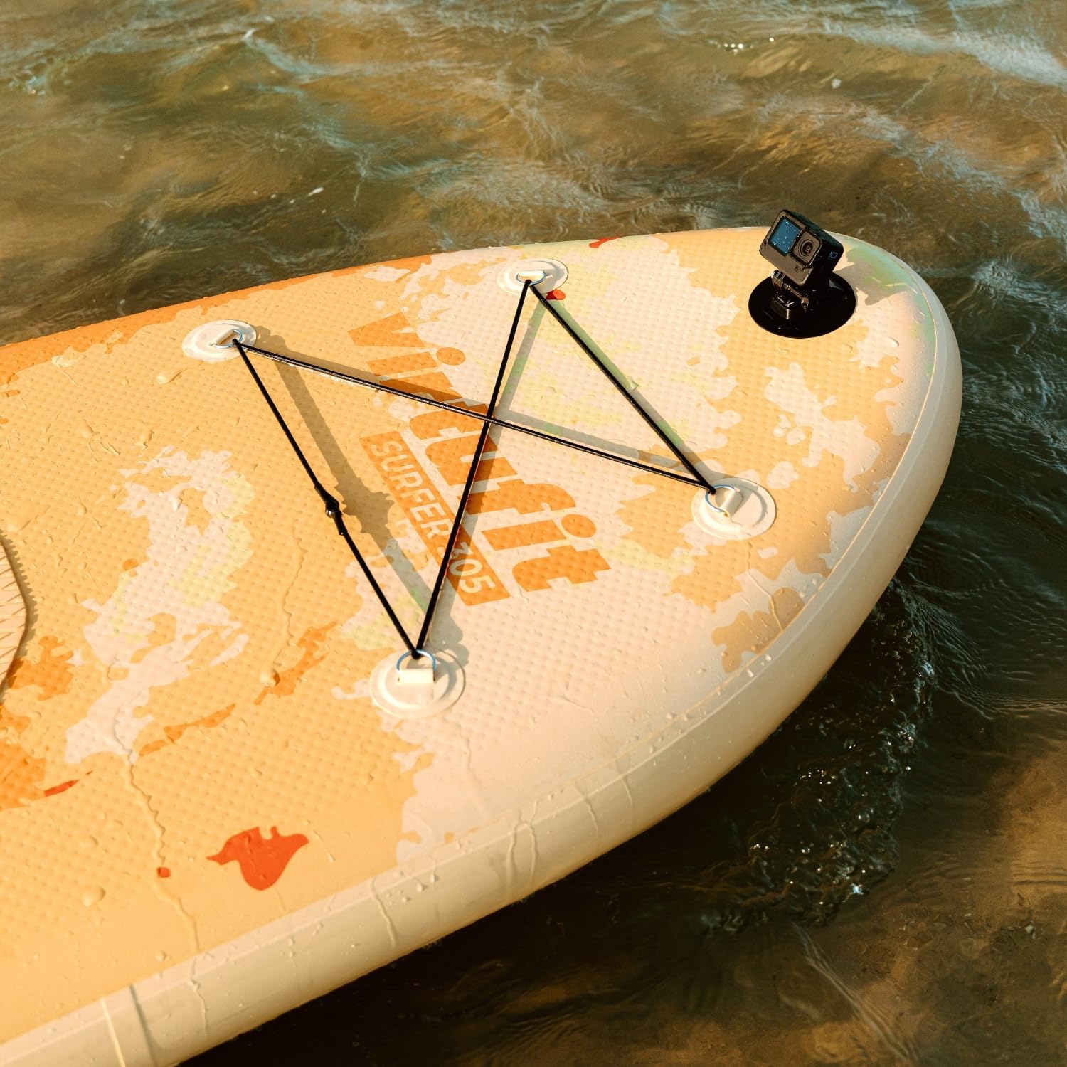 VirtuFit Planche de SUP Surfer 305 gonflable avec voile de planche à voile, planche de stand up paddle noire, accessoires, pagaie, pompe, sac de transport, support GoPro, débutant à avancé, 305 x 81 x