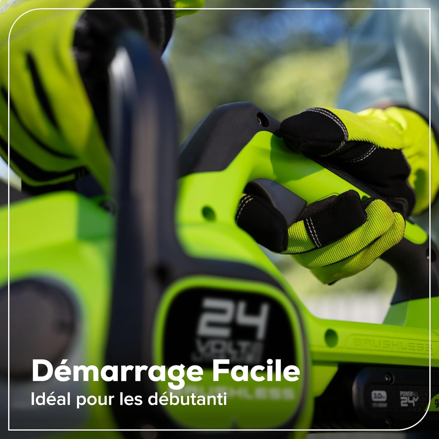 Greenworks 24V Scie à Chaîne Sans Fil, Scie Électrique à Batterie Brushless 25cm avec Graissage Automatique, Vitesse de Chaîne 7.8m/s, Outil Seulement