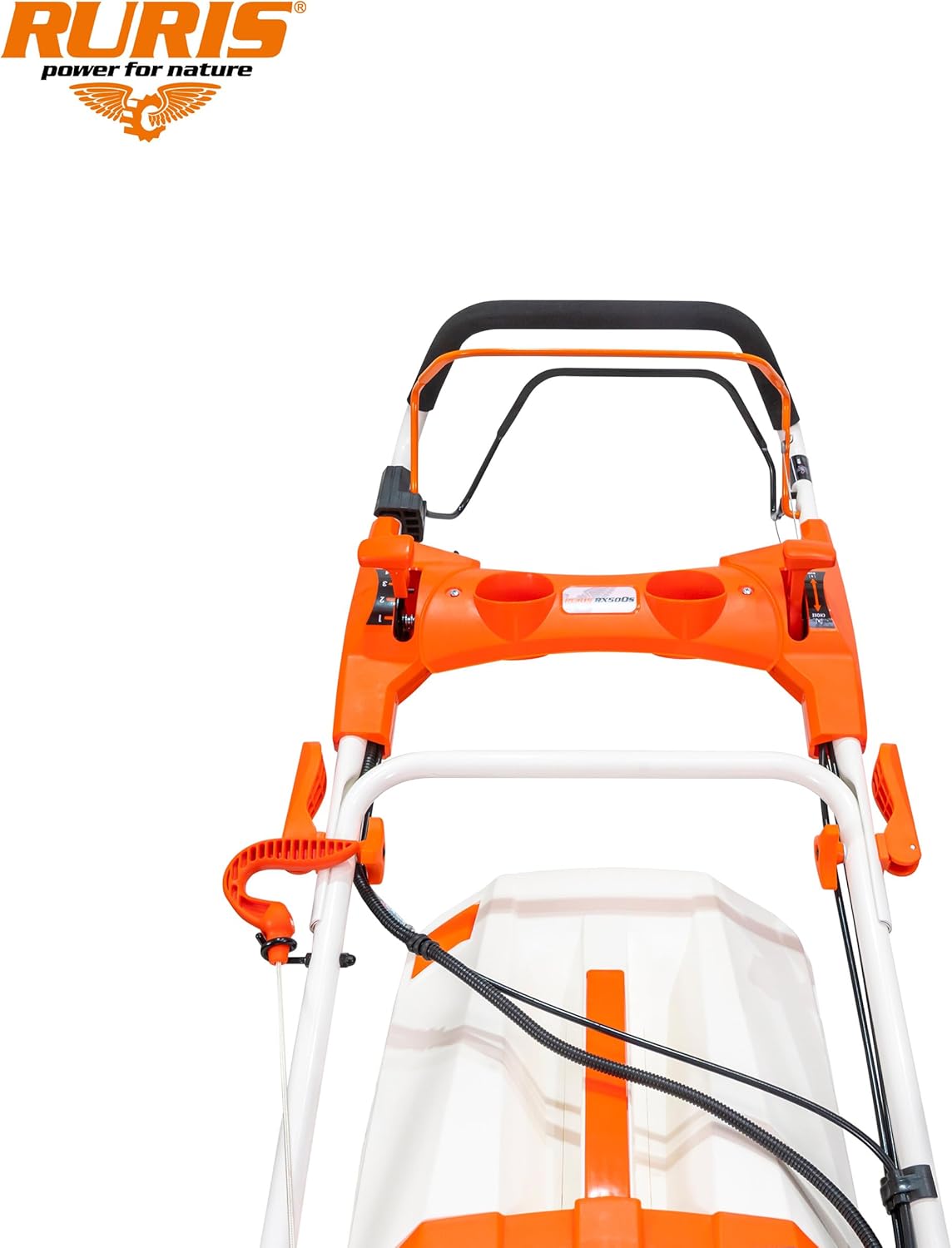 RURIS POWER FOR NATURE Tondeuse à Gazon Thermique 5 en 1 Mulching 5,7 CV 196cc RX500S, Orange