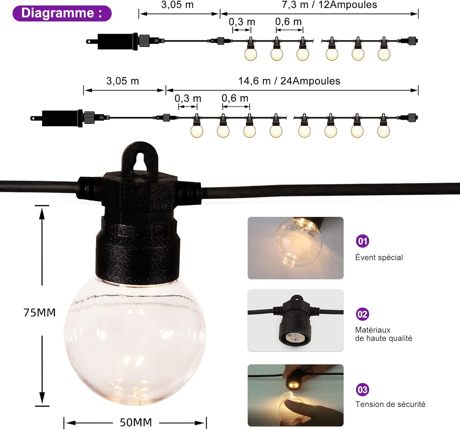 PURPLE LEAF - Pergola aluminium 5,5x3m, éclairage LED, toit rétractable
