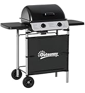 Outsunny Barbecue gaz 2 brûleurs en acier inoxydable, puissance 2,8 kW, barbecue de jardin 2 gril...