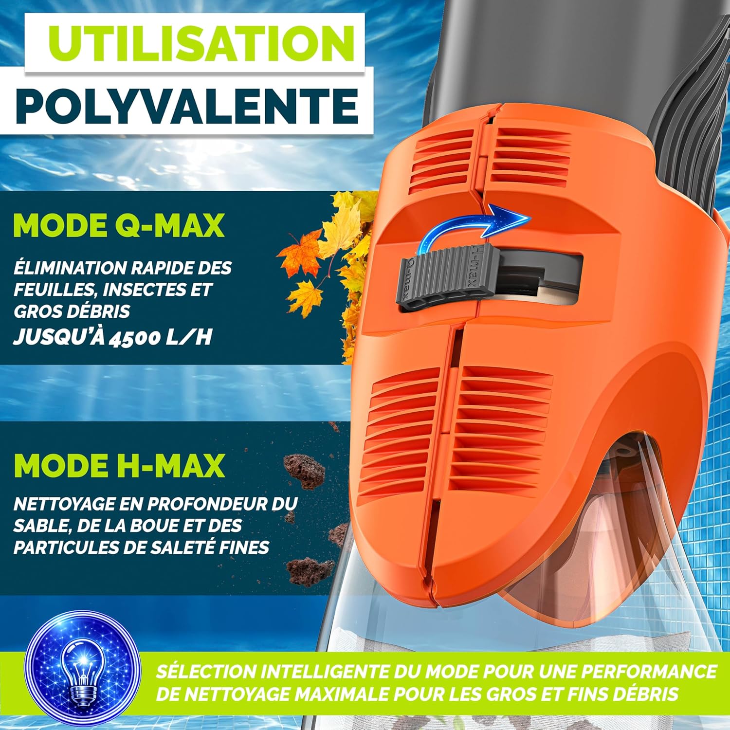 tillvex - Aspirateur piscine électrique, manche téléscopique, 60 min autonomie, filtre intégré