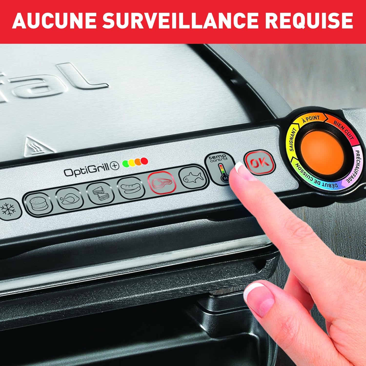 Tefal - Optigrill+ série - 4 personnes, 6 programmes, mode manuel - GC712D12