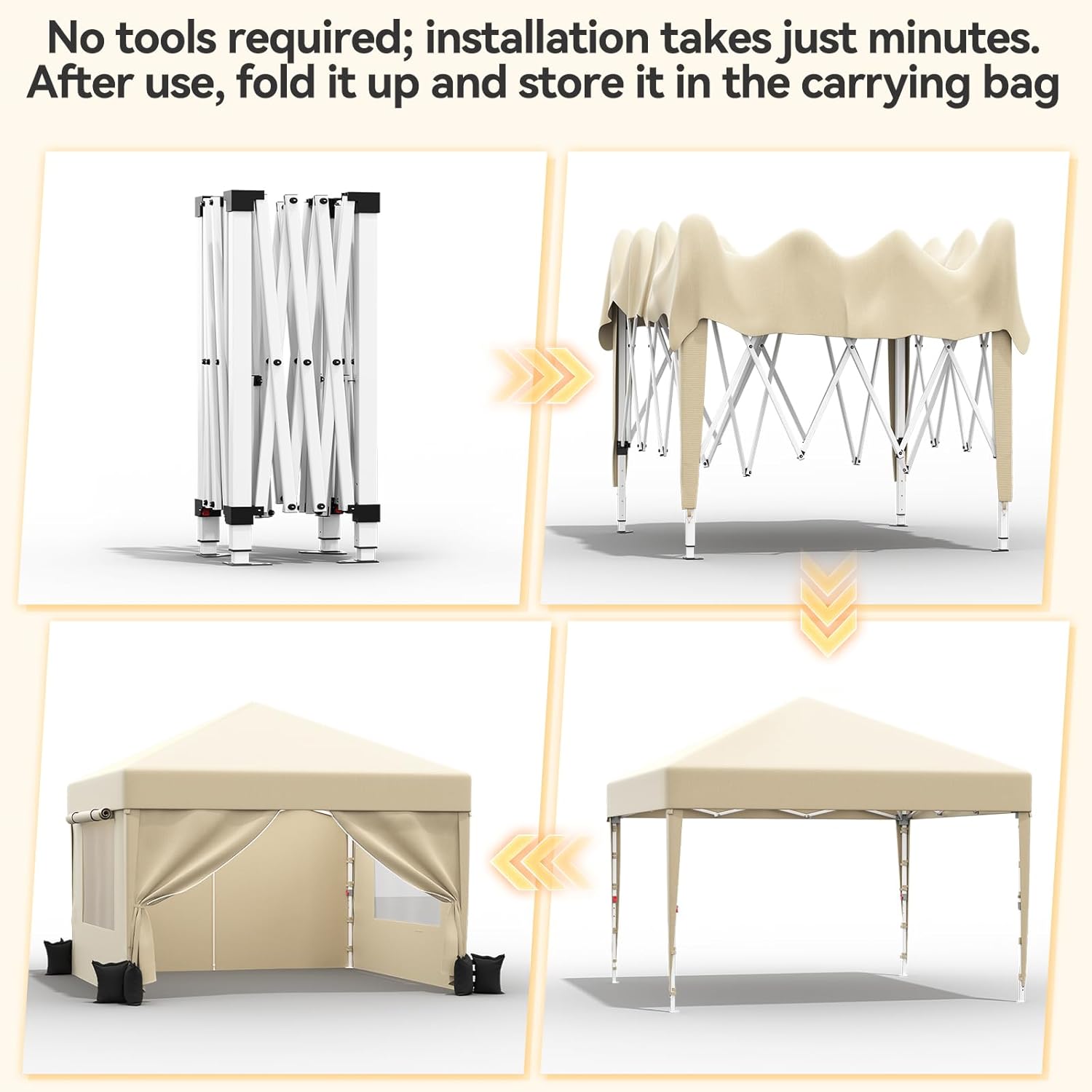 JUMMICO - Tonnelle pliante série - 3x3m - moustiquaire, étanche, anti-UV
