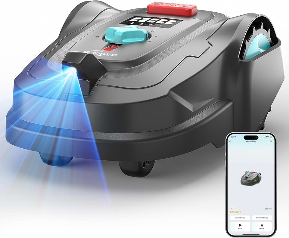 YARDCARE - M800Plus - 800 m² - Robot tondeuse GPS IA, coupe U, détection obstacles